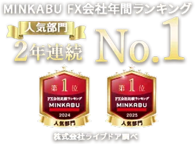 MINKABU FX会社人気ランキング2年連続No.1（株式界会社ライブドア調べ）